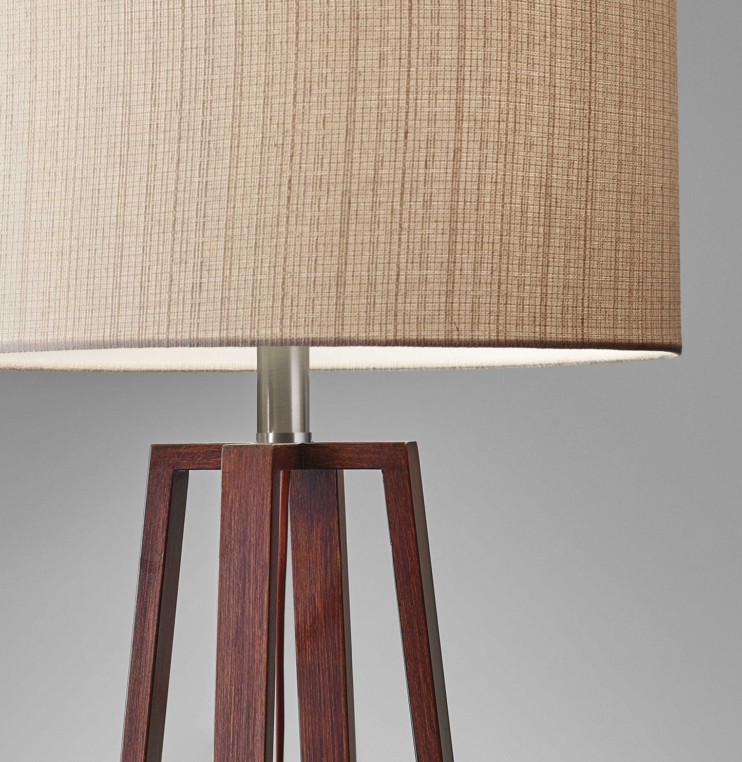 CrossGlow 23.75" Walnut Table Lamp with Natural Linen Shade