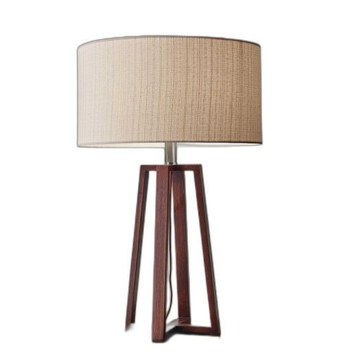 CrossGlow 23.75" Walnut Table Lamp with Natural Linen Shade