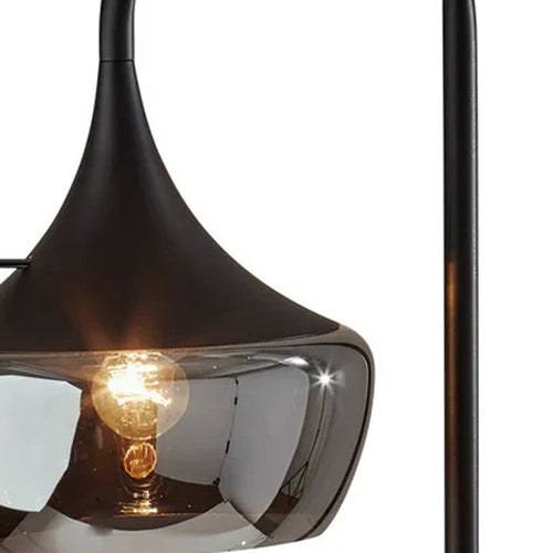 Voltura 63.5" Black Metal Floor Lamp with Smoked Mercury Glass Shade