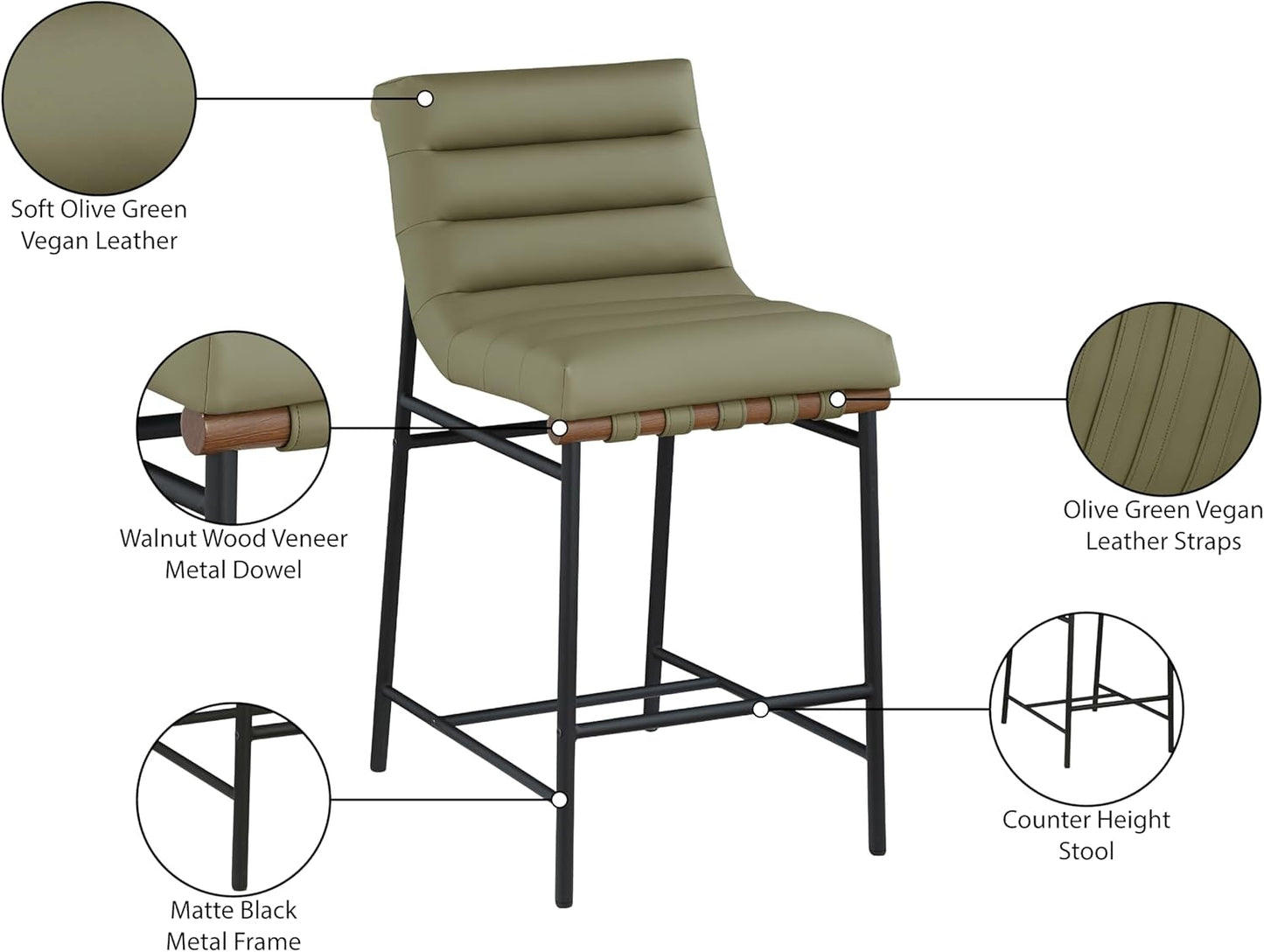 Verde 26" Vegan Leather Counter Stool