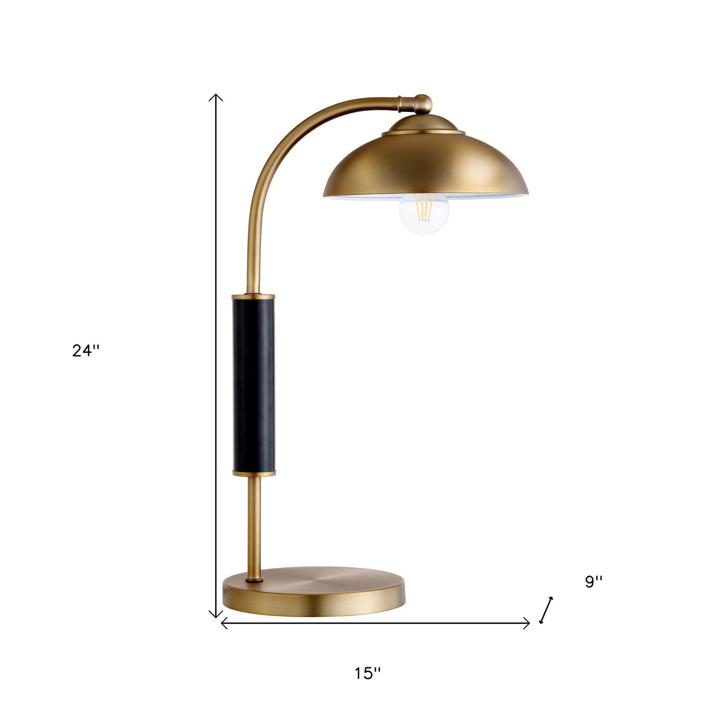 AuroraDesk 24" Gold & Black Dome Desk Lamp