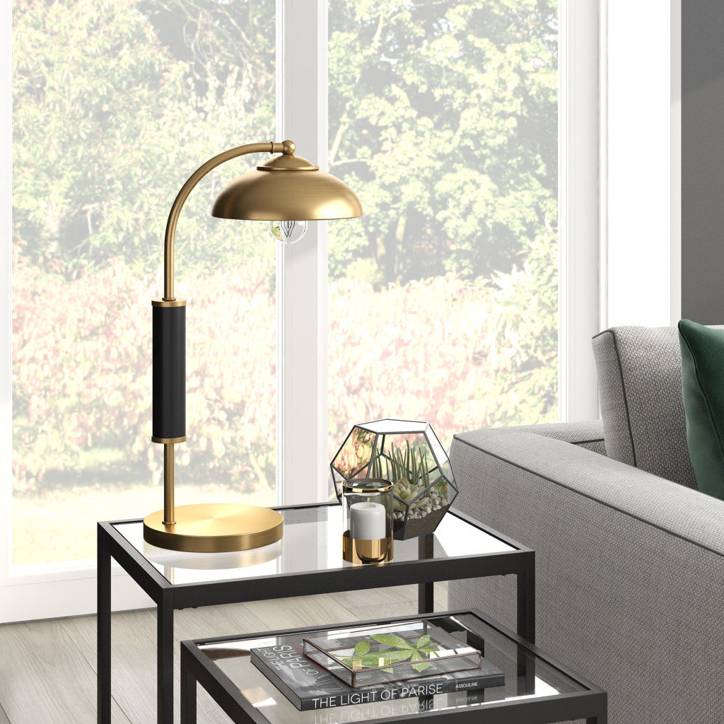 AuroraDesk 24" Gold & Black Dome Desk Lamp