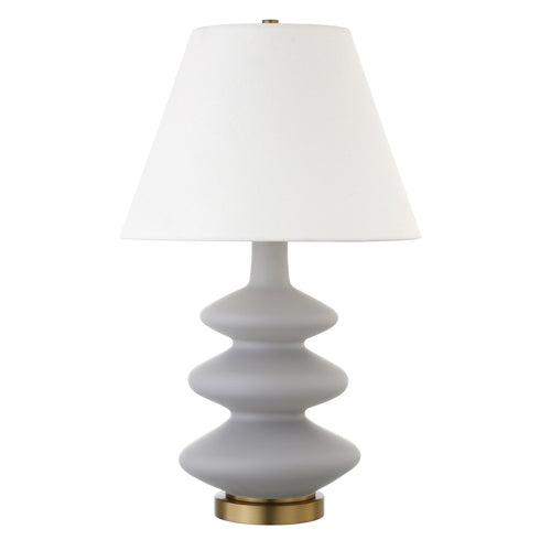 The Aurelia Lamp – 26” Gray & Gold Gourd with Empire Shade