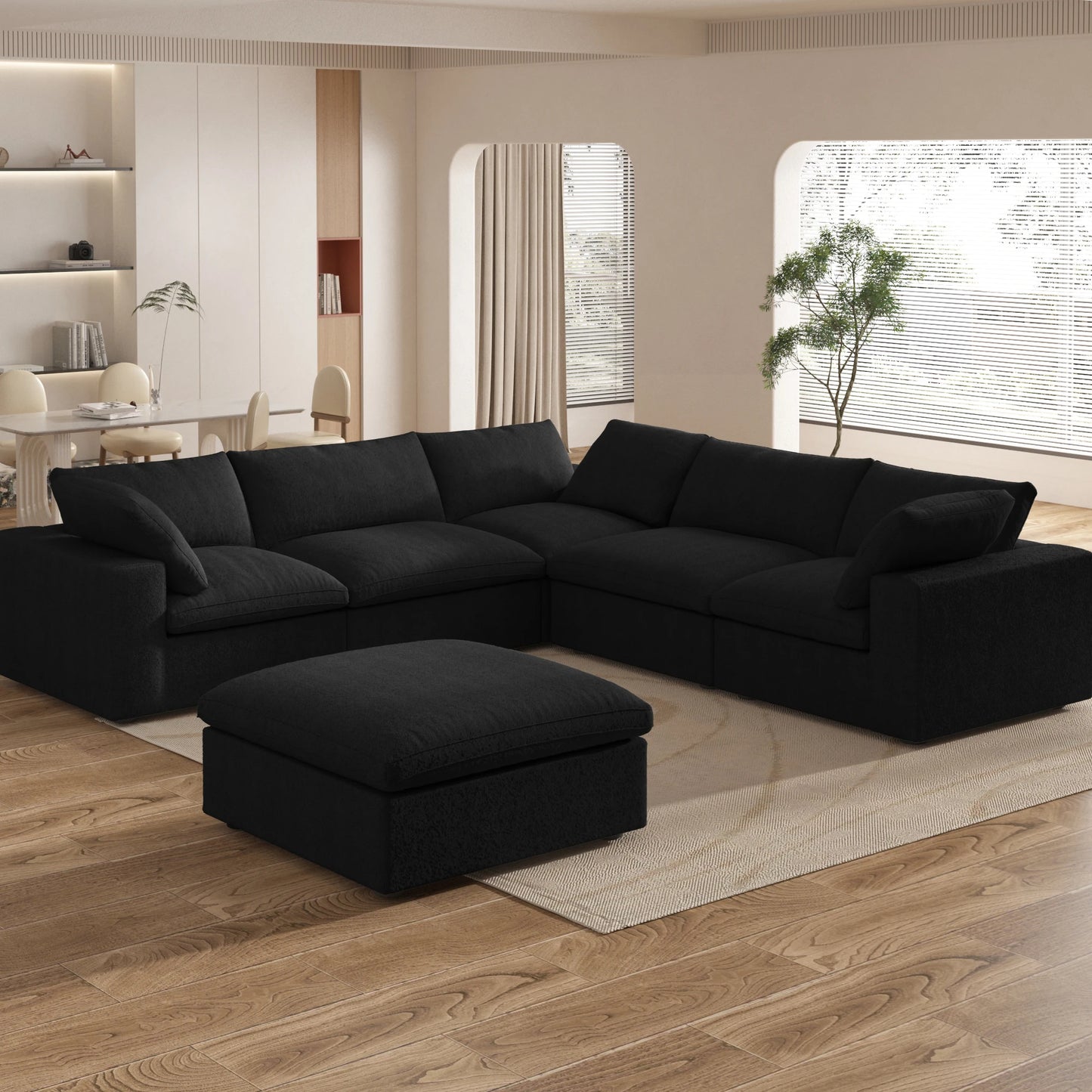Sdorens Oversized Down-Filled Modular Sectional Sofa – 5-Seater L-Shaped Couch with Storage Ottoman and Reversible Chaise