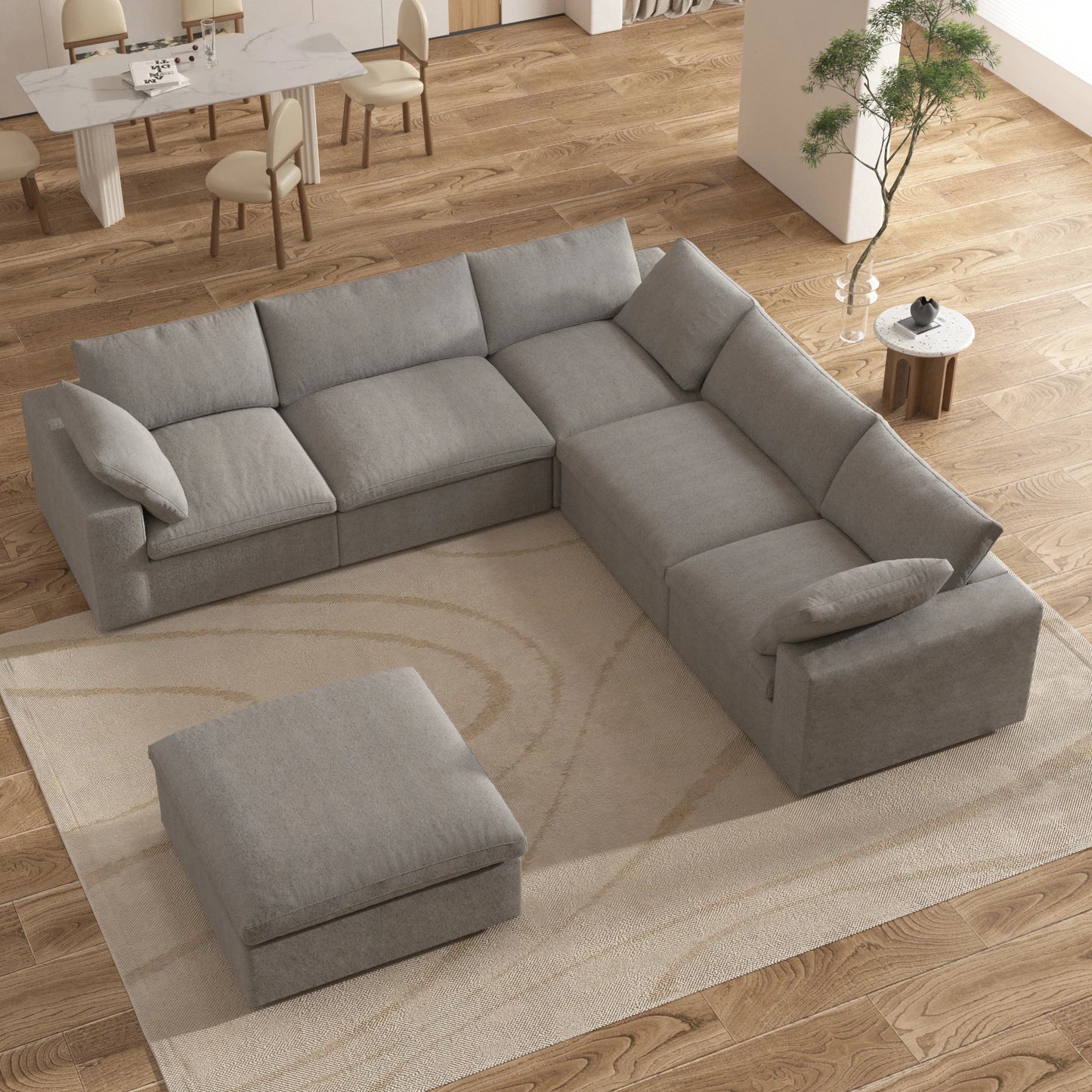 Sdorens Oversized Down-Filled Modular Sectional Sofa – 5-Seater L-Shaped Couch with Storage Ottoman and Reversible Chaise