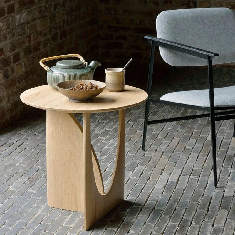 Modern Round Wooden Coffee Table – Minimalist European & American Style