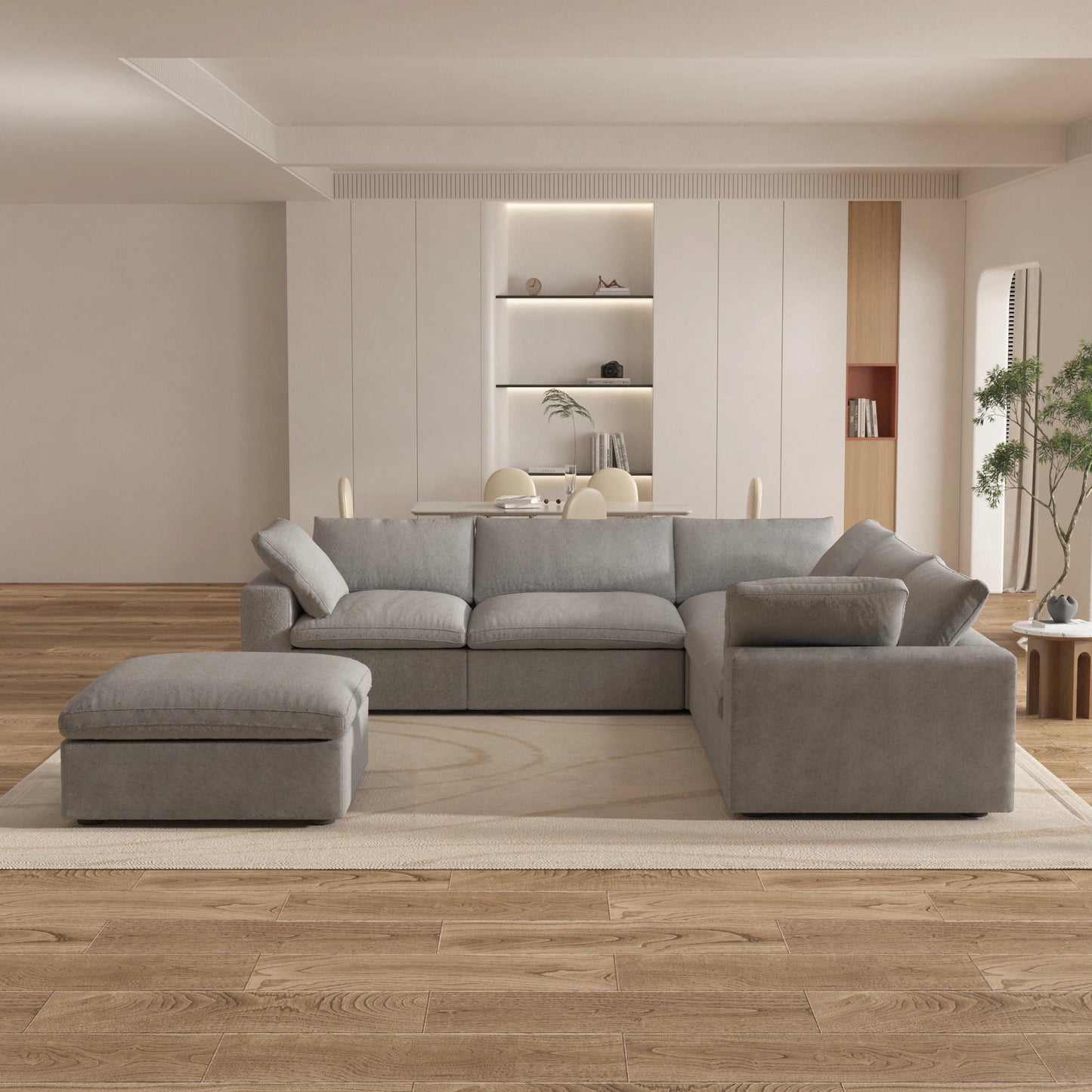 Sdorens Oversized Down-Filled Modular Sectional Sofa – 5-Seater L-Shaped Couch with Storage Ottoman and Reversible Chaise