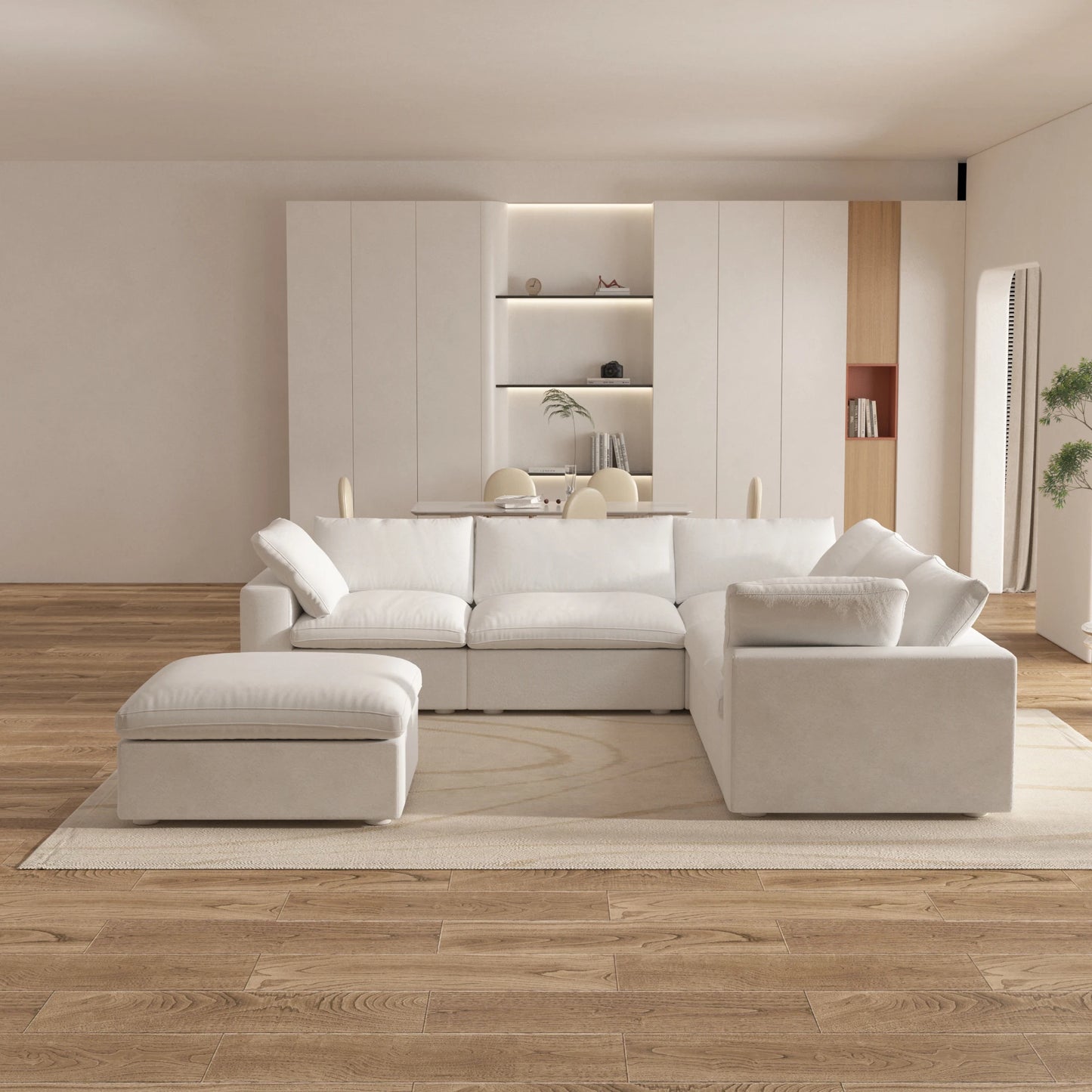 Sdorens Oversized Down-Filled Modular Sectional Sofa – 5-Seater L-Shaped Couch with Storage Ottoman and Reversible Chaise