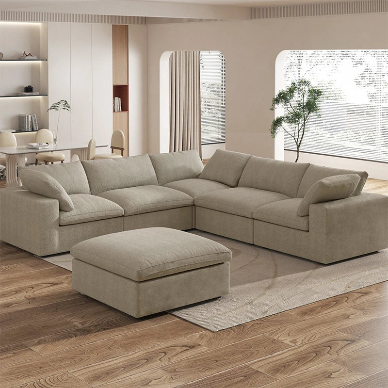 Sdorens Oversized Down-Filled Modular Sectional Sofa – 5-Seater L-Shaped Couch with Storage Ottoman and Reversible Chaise