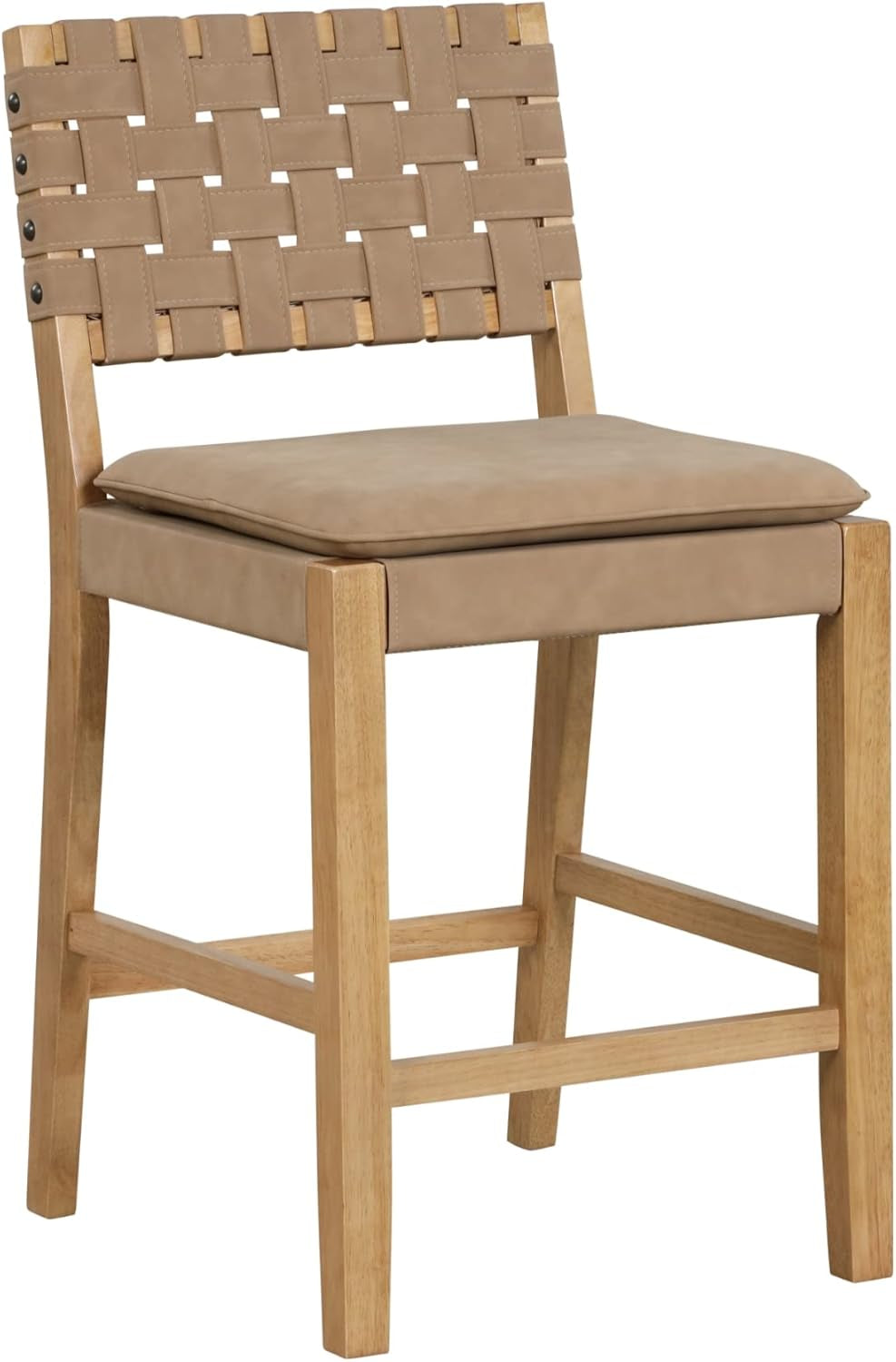 Cohen 26" Mid-Century Leather Bar Stool with Footrest