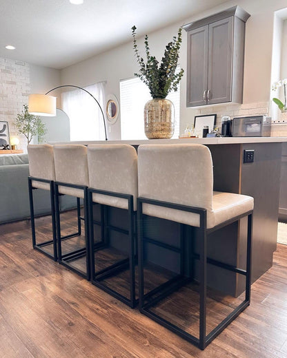 VertaSet 37" Modern Faux Leather Counter Height Bar Stools – Set of 4