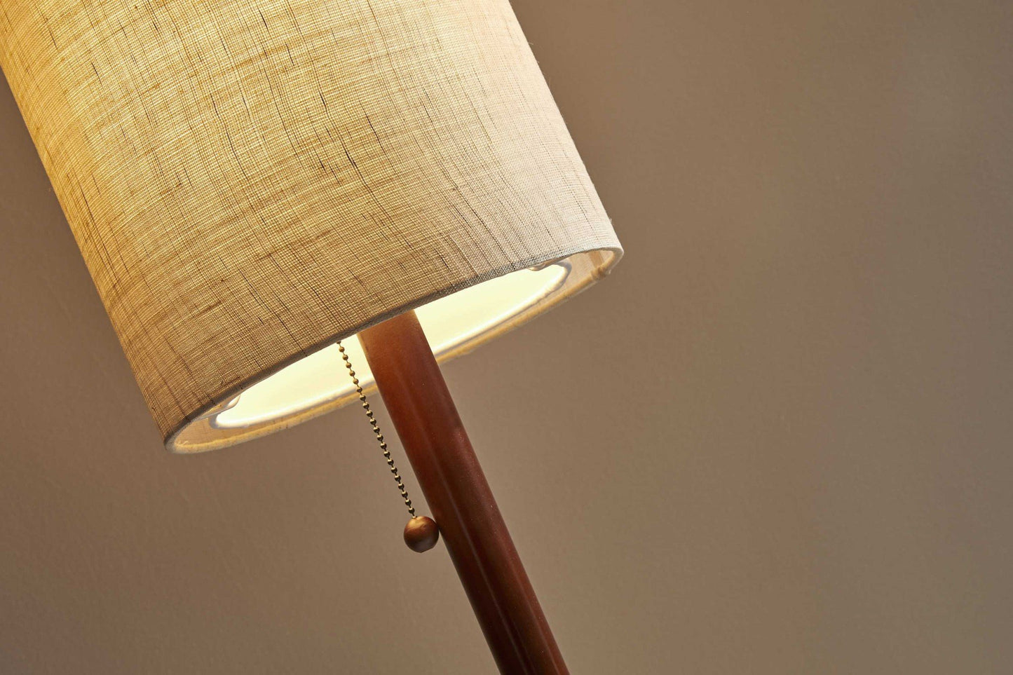 WaldenGlow 60" Walnut Floor Lamp with Double-Cylinder Fabric Shade