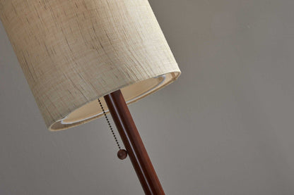 WaldenGlow 60" Walnut Floor Lamp with Double-Cylinder Fabric Shade