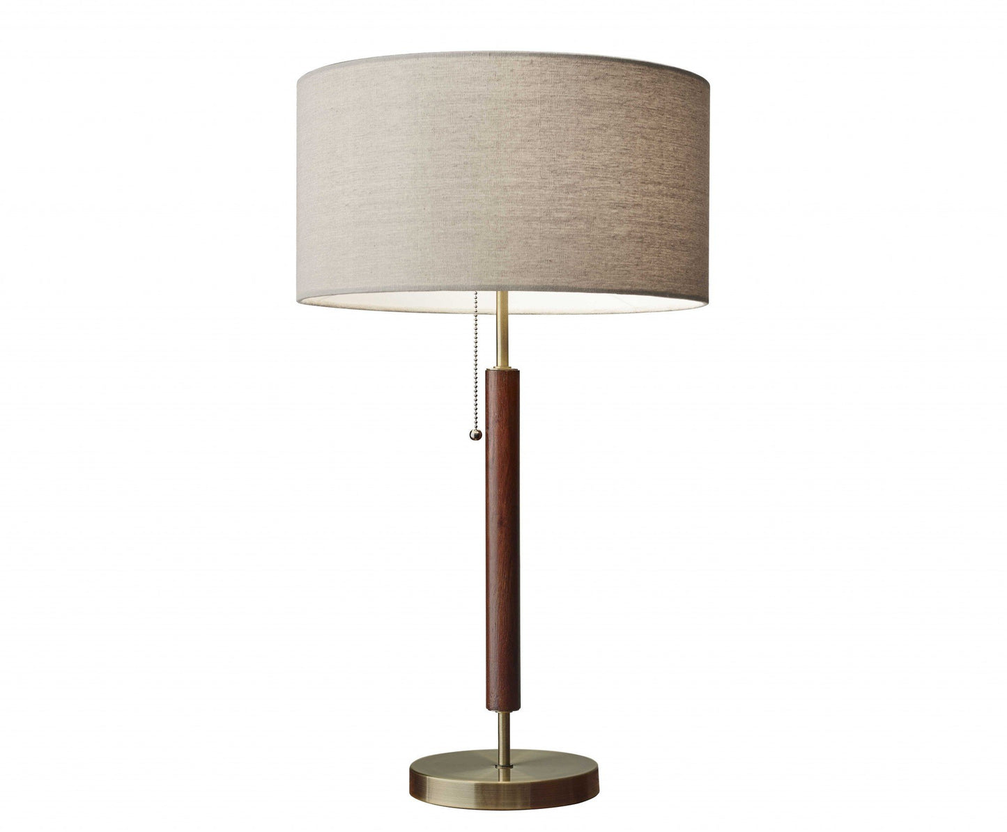 BrassRoot 26.25" Walnut & Antique Brass Mid-Century Table Lamp
