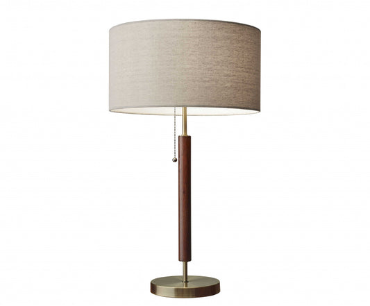 BrassRoot 26.25" Walnut & Antique Brass Mid-Century Table Lamp