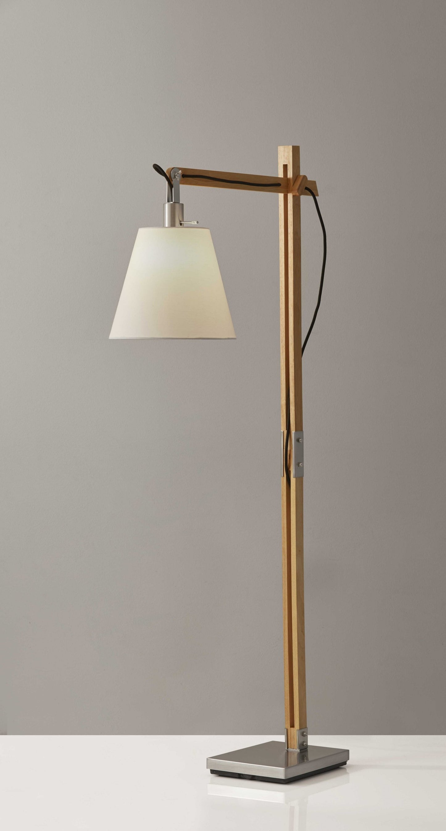 AxisBeam 61" Adjustable Wood & Steel Arm Floor Lamp