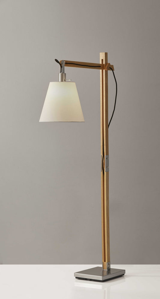 AxisBeam 61" Adjustable Wood & Steel Arm Floor Lamp