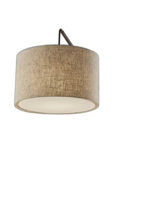 Arcloft 76.5" Walnut & Black Metal Arc Floor Lamp with Fabric Shade