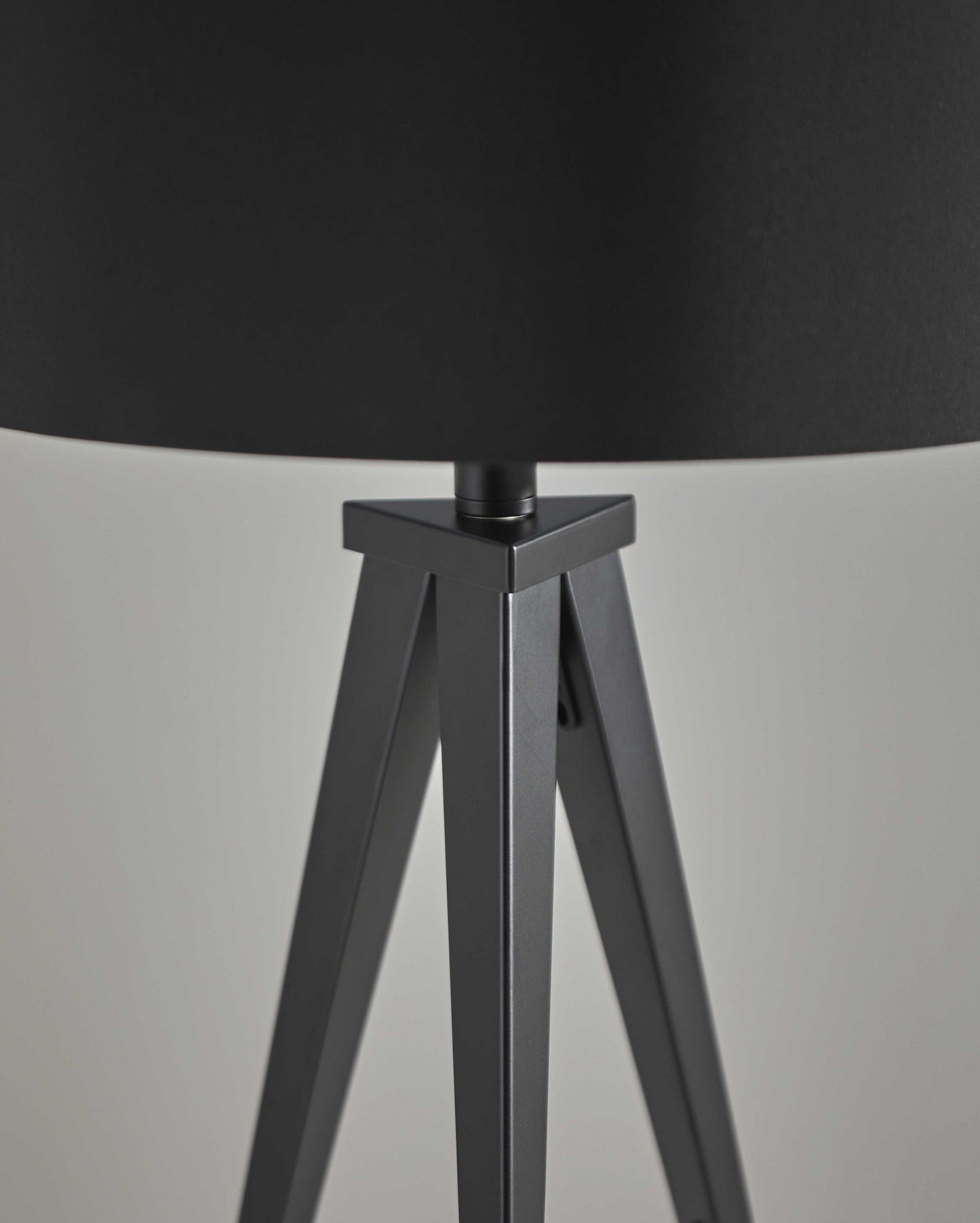 TriLumina 28" Black Metal Tripod Table Lamp with Black Drum Shade