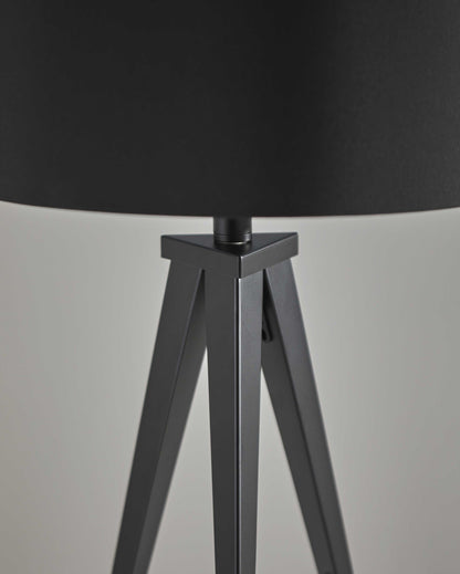 TriLumina 28" Black Metal Tripod Table Lamp with Black Drum Shade