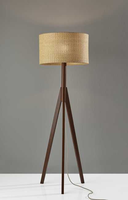 GrainGlow 60" Ash Wood Tripod Floor Lamp with Grey Felt Shade