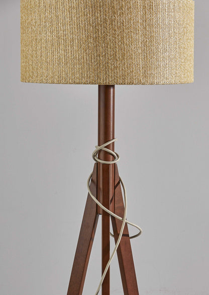 GrainGlow 60" Ash Wood Tripod Floor Lamp with Grey Felt Shade