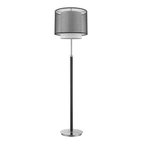 LumaForm 62" Chrome Floor Lamp with Black & White Drum Shade