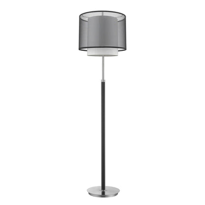 LumaForm 62" Chrome Floor Lamp with Black & White Drum Shade