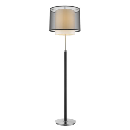 LumaForm 62" Chrome Floor Lamp with Black & White Drum Shade