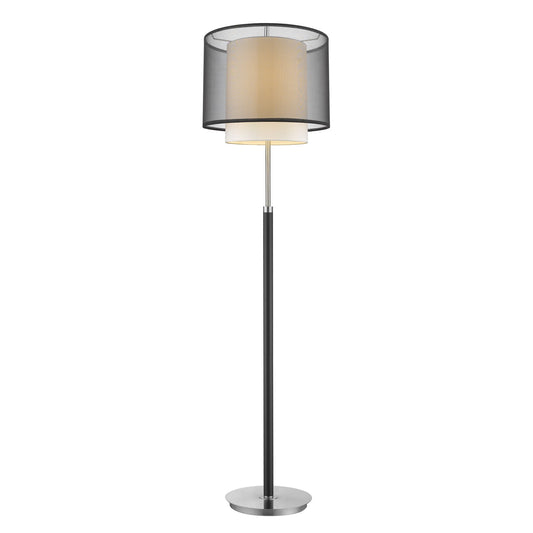 62" Chrome Traditional Shaped Floor Lamp With Black And White Drum