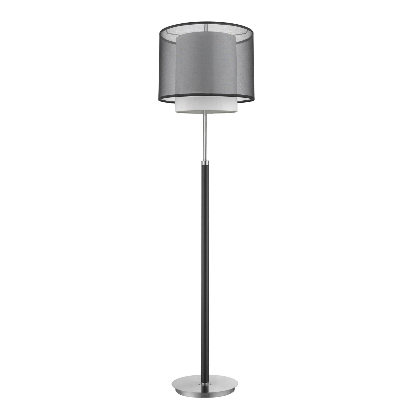 LumaForm 62" Chrome Floor Lamp with Black & White Drum Shade