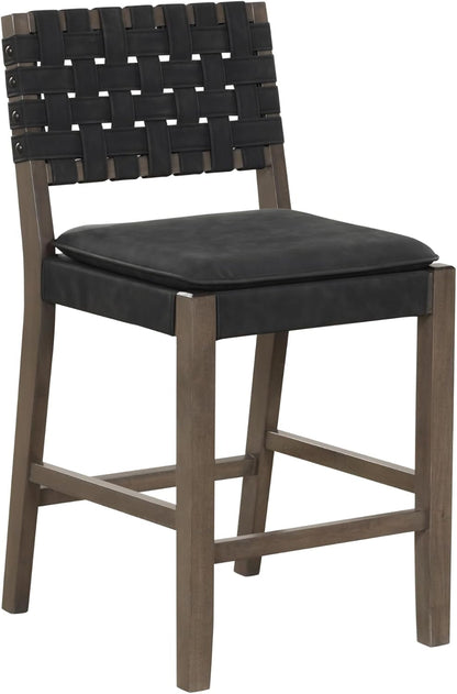 Cohen 26" Mid-Century Leather Bar Stool with Footrest
