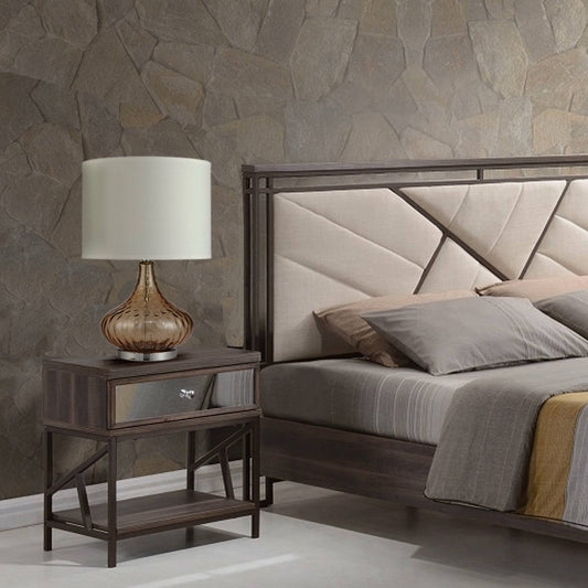 AmberGlow 24.5" Brown Textured Glass Table Lamp