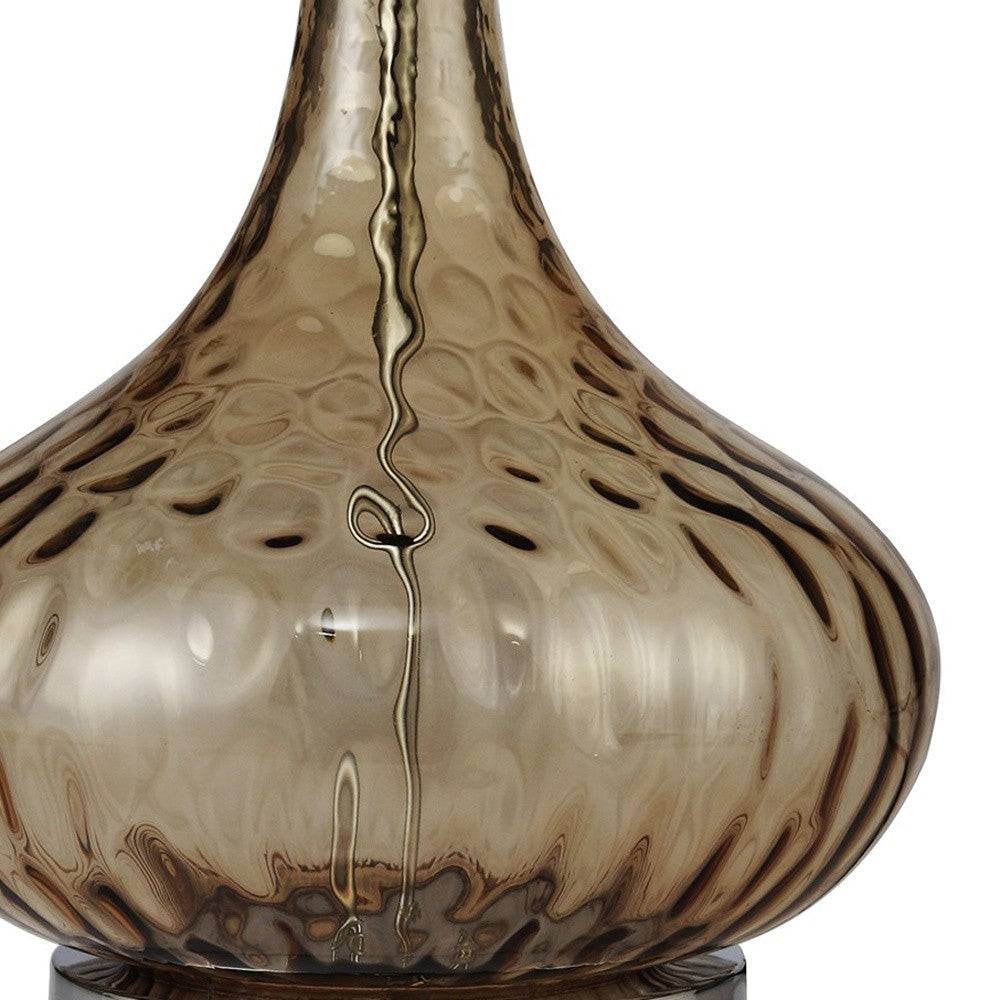 AmberGlow 24.5" Brown Textured Glass Table Lamp