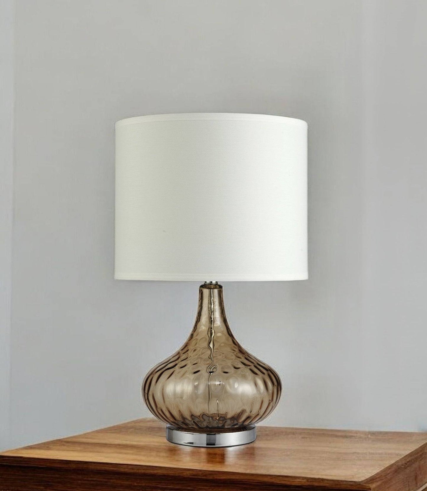 AmberGlow 24.5" Brown Textured Glass Table Lamp