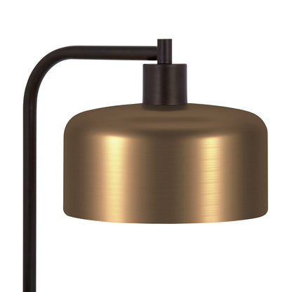 ArcBell 57" Black Arched Floor Lamp with Brass Bell Shade