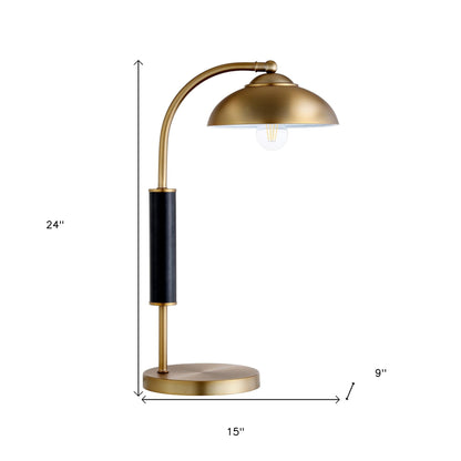 AuroraDesk 24" Gold & Black Dome Desk Lamp