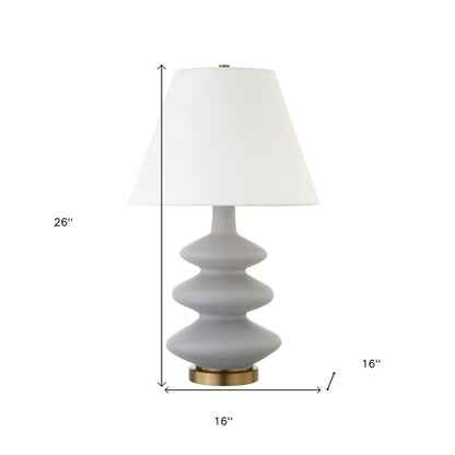 The Aurelia Lamp – 26” Gray & Gold Gourd with Empire Shade