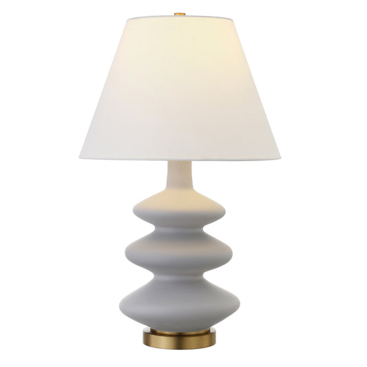 The Aurelia Lamp – 26” Gray & Gold Gourd with Empire Shade