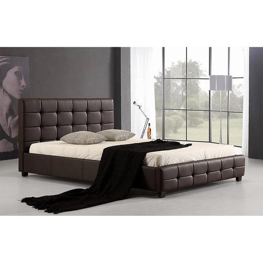 Double Deluxe Brown PU Leather Bed Frame (Double)