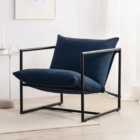 LoungeCore 35" Navy Blue Sling Accent Chair with Metal Frame