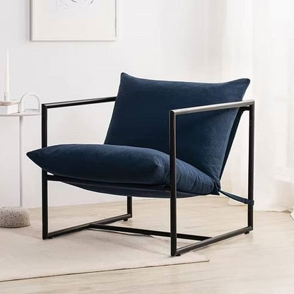 LoungeCore 35" Navy Blue Sling Accent Chair with Metal Frame