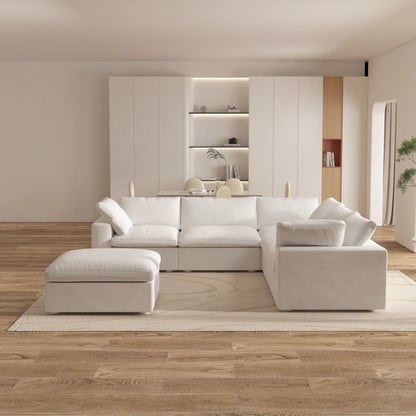 Sdorens Oversized Down-Filled Modular Sectional Sofa – 5-Seater L-Shaped Couch with Storage Ottoman and Reversible Chaise