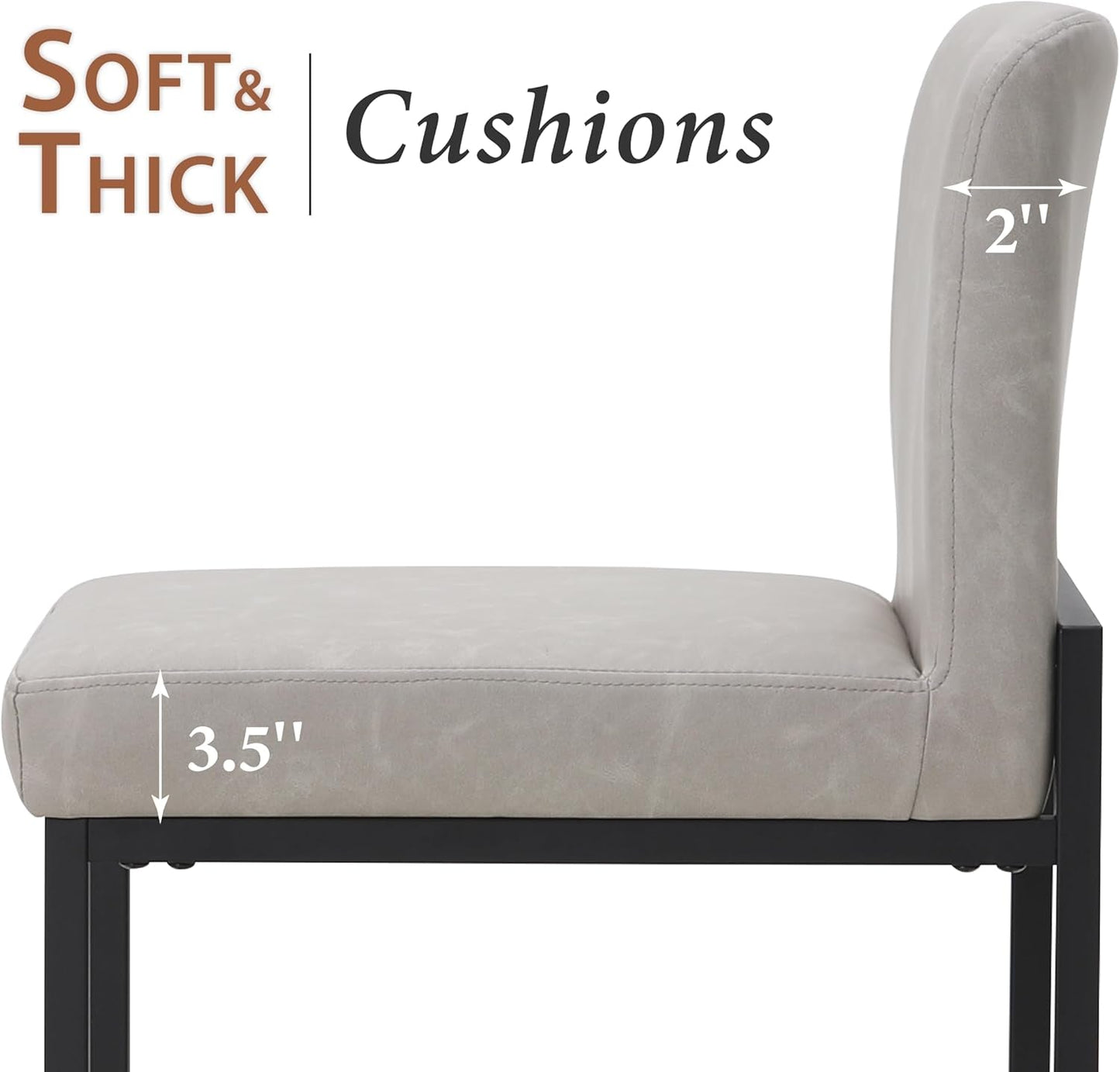 VertaSet 37" Modern Faux Leather Counter Height Bar Stools – Set of 4
