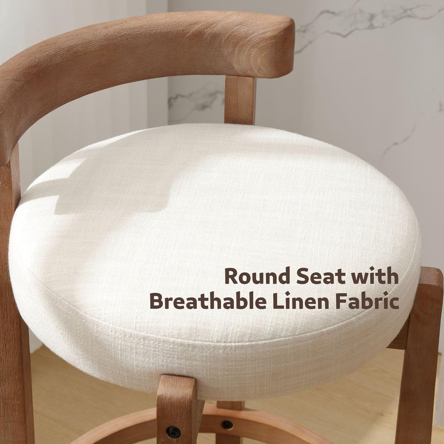 Oaklyn 31" Armless Wood Bar Stool with Linen Cushion – Set of 2